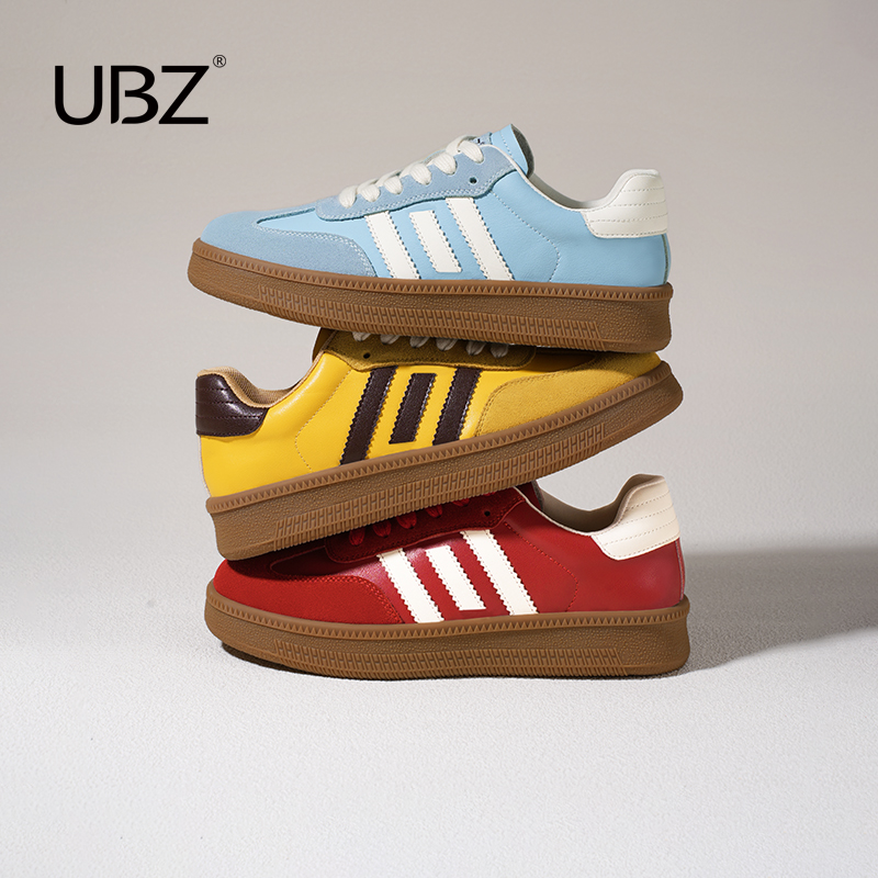 UBZ 防水黄色德训鞋女春秋2025新款复古休闲阿甘蓝色小白运动板鞋