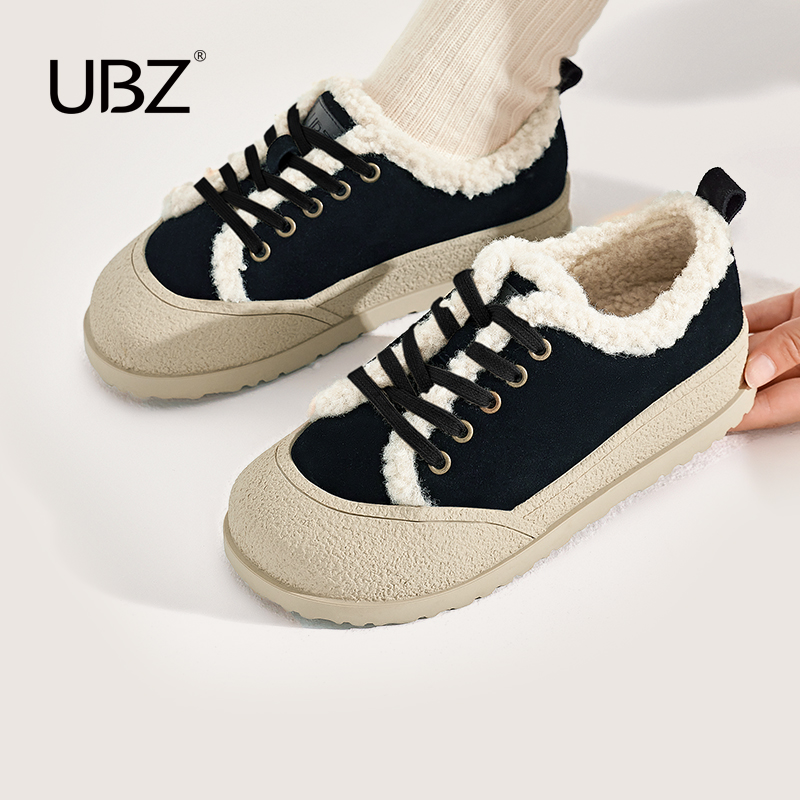 UBZ 低帮丑萌大头雪地靴女厚底2023年冬季新款毛毛鞋保暖加绒棉鞋
