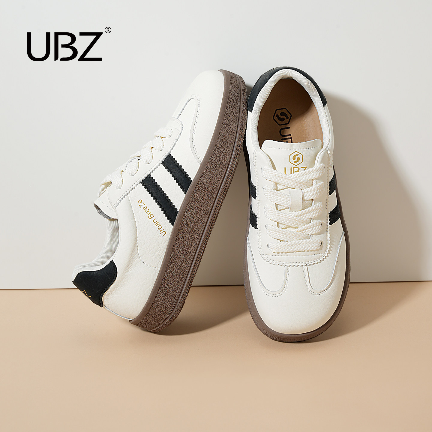 UBZ 厚底德训鞋女2026年春季新款运动休闲复古百搭小白板鞋阿甘鞋
