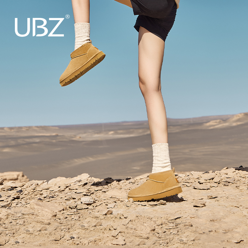 UBZ防水低帮厚底雪地靴矮帮棉鞋