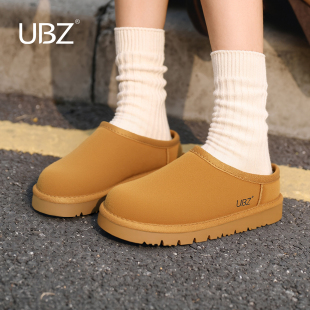 懒人棉拖鞋 女外穿2025年冬新款 雪地靴 防水加绒包头勃肯半拖鞋 UBZ