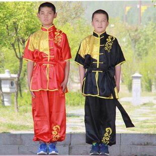 新款太极服短袖女男款武术练功服儿童表演服训练服装体考比赛服