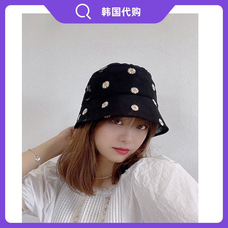 薄纱逛街休闲风刺绣黑白渔夫帽