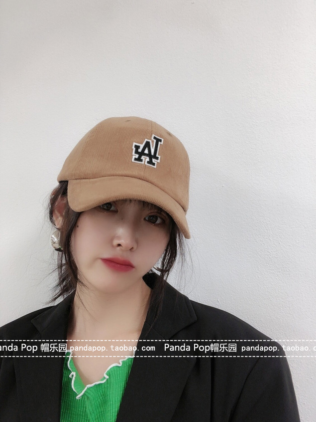 灯芯绒弯檐字母显脸小百搭休闲帽