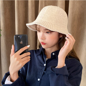 针织渔夫帽子女韩国羊毛纯色保暖