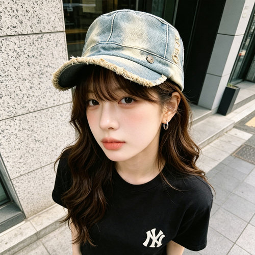 韩代小众水洗牛仔棒球帽显脸小