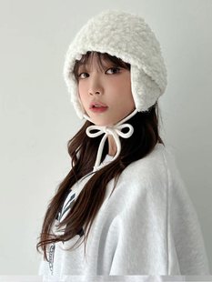 毛绒帽韩国代购保暖护耳羊羔毛绒雷锋帽飞行帽百搭可爱男女冬季新