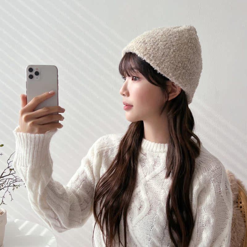 毛线帽韩国代购基础款beanie美拉德针织帽子明星款男女冬季早春新