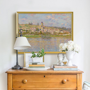 莫奈海河23欧陆风格简约欧式卧室样板间山水画装饰画挂画