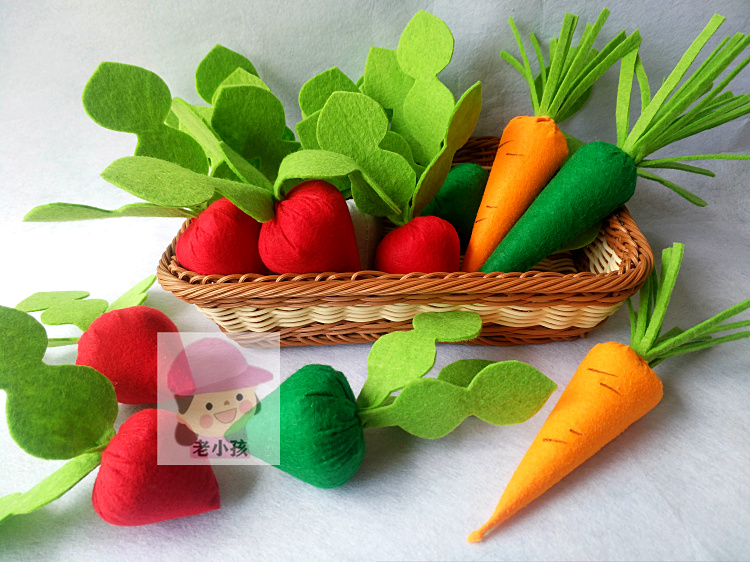 不织布萝卜青红头手工缝制蔬菜幼儿园生活角材料早教启蒙道具
