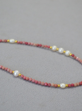 粉色蔷薇珍珠项链6400