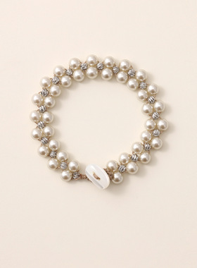 青岛中古双层珍珠手链手工琉璃时尚简约高级感百搭女手饰优雅饰品