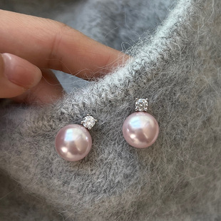 曼塔玫瑰珍珠耳钉高级感轻奢法式 锆石耳环大小精致气质珍珠耳饰女