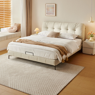 政府补贴全友家居奶油系床女生主卧室家具1米8双人大床猫爪布艺床