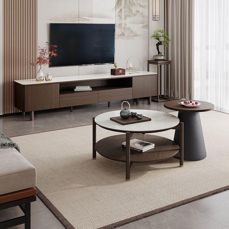 全友家居新中式玻璃茶几电视机柜组合客厅家用收纳储物柜子,住宅家具,电视柜,淘宝优惠券,粉丝福利购,淘宝优惠卷