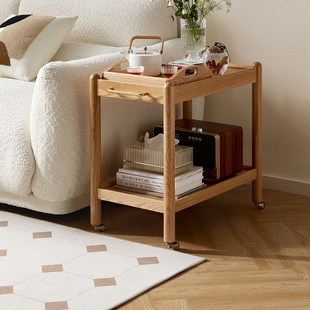 政府补贴全友家居原木风实木边几卧室床边置物架沙发可移动床头柜