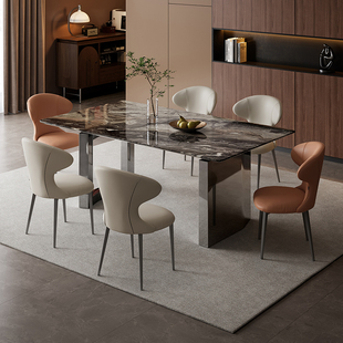 政府补贴全友家居长方形理石餐桌轻奢高级感客厅吃饭餐桌椅子组合