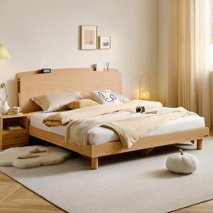 全友家居2024新款原木风板式床次卧收纳储物高箱1米5单人床129906