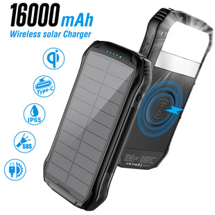 LED bank Solar charger Power wireless 16000mAh 18W Light