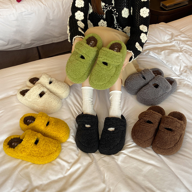 简约百搭毛毛拖鞋女懒人棉鞋