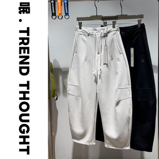 呡.TREND THOUGHT丨JIUJIN针织裤加绒卫裤宽松阔腿裤