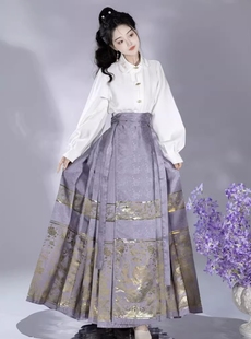 套装 汉服女款 冬季 芊语明制秋中国风婚服敬酒服红色马面裙交领上衫