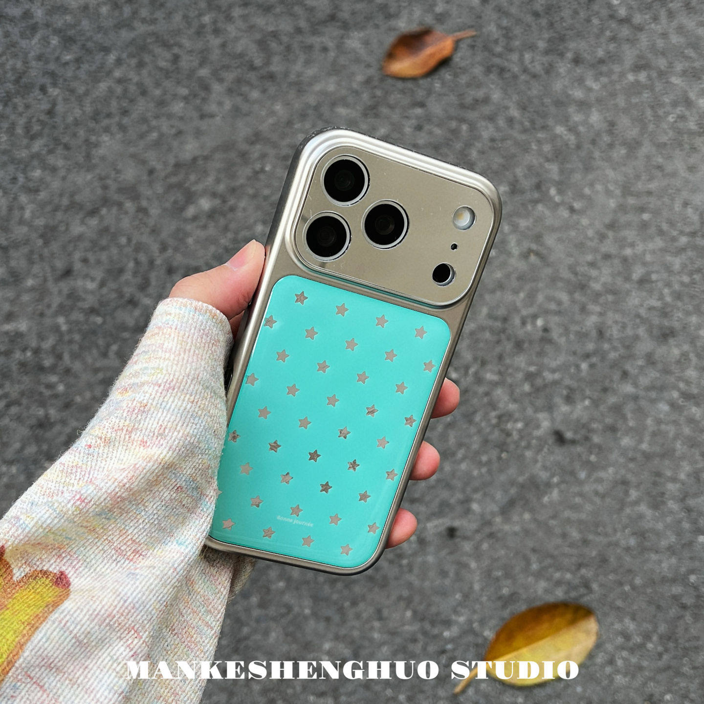 韩系ins风超火简约薄荷绿星星苹果17手机壳适用iPhone17promax高级感小众16pro超好看独特女新款14全包电镀银