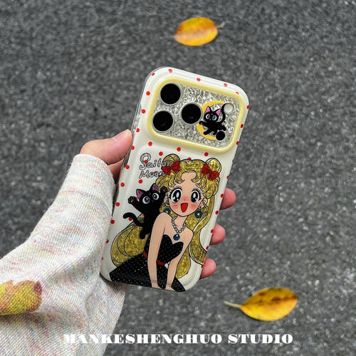 ins风甜美可爱卡通美少女猫咪苹果17手机壳适用iPhone17promax小众17pro超火新款16网红巨好看15全包保护套软