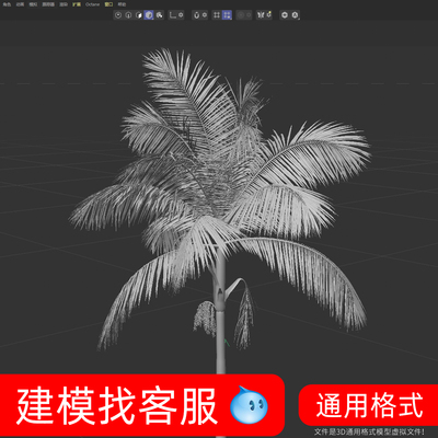 3786椰树模型建模精雕模型3D模型建模精雕毛线哦建模树木模型海