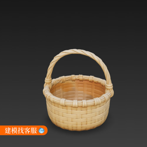 竹篮子模型三维模型3D模型篮子建模3D模型篮子1145