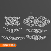 花纹模型花雕模型欧式 花雕模型建模定制3D模型三维花模型894