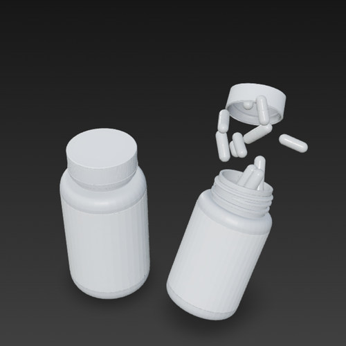 三维瓶子圆形瓶子药瓶子丸子瓶子建模定制胶囊瓶子537