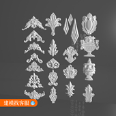 欧式 花雕小花雕模型建模坏道花纹小装 饰模型913