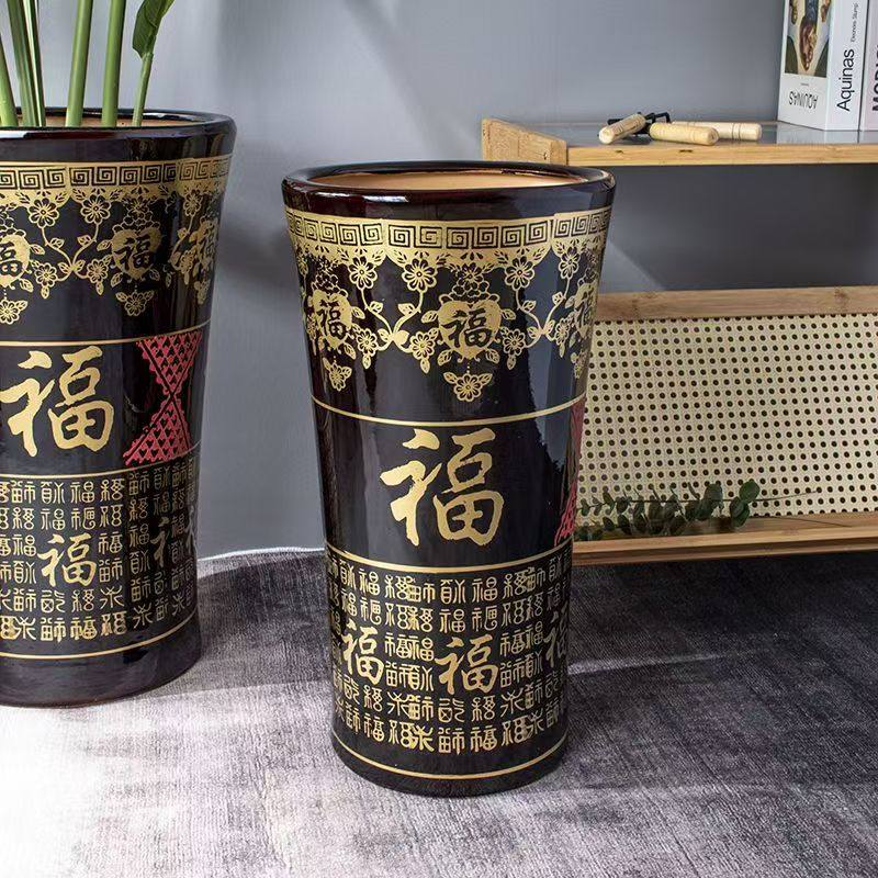 陶瓷古铜高花盆高筒福字家用招财幸福树龙血树金钱树深栽树大码,鲜花速递/花卉仿真/绿植园艺,花盆,淘宝优惠券,粉丝福利购,淘宝优惠卷