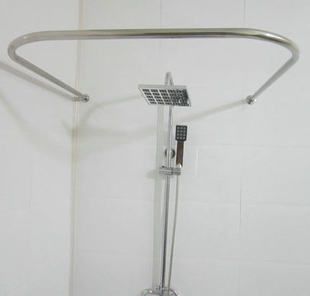 304不锈钢U形浴帘杆 挂衣杆沐浴杆可定制 打孔免打孔固定挂帘杆