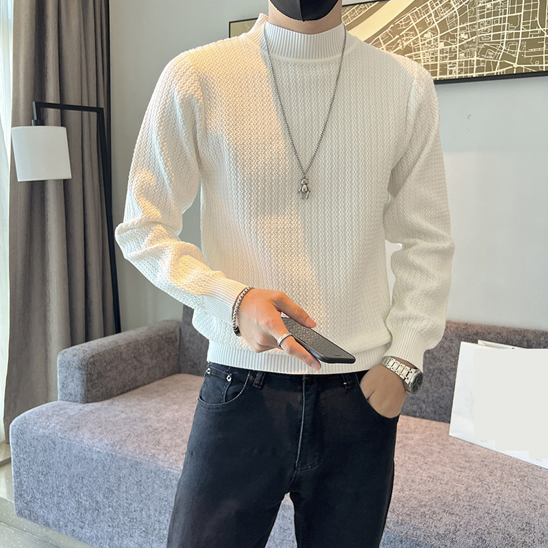冬季半高领毛衣男士保暖韩版修身英伦潮流长袖针织内搭打底衫男士