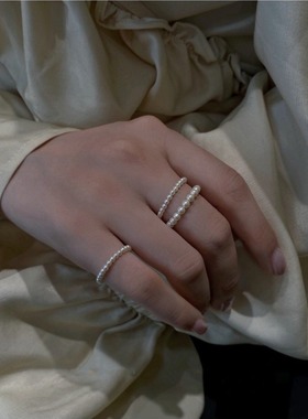 极细防珍珠可叠戴经典指环