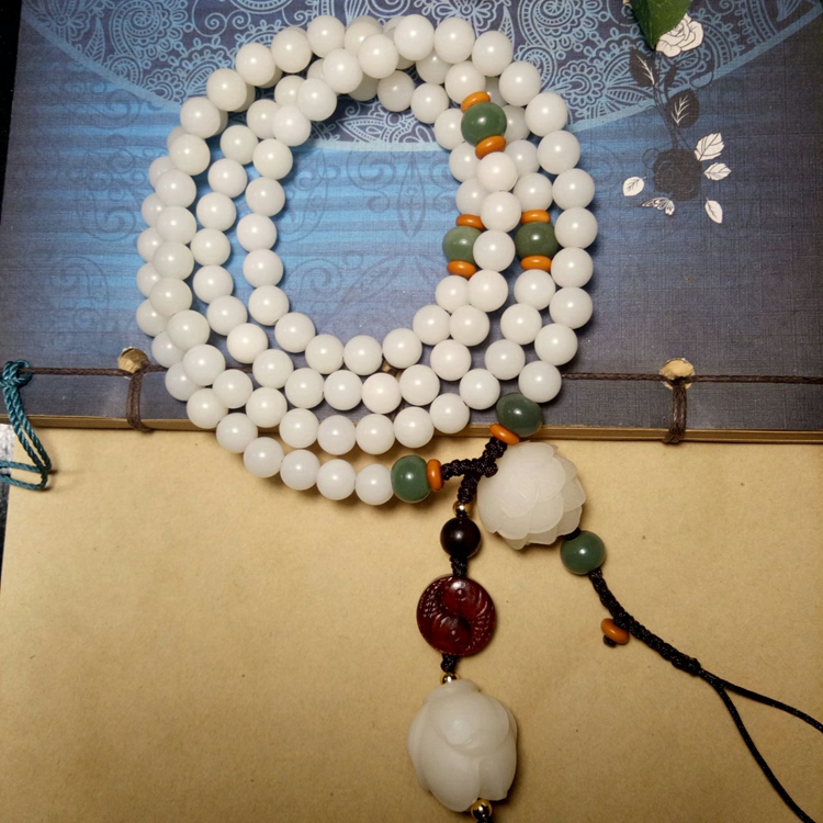 中国风白玉菩提根脖挂手腕长款短款手机链古风挂绳男女毛衣链挂件