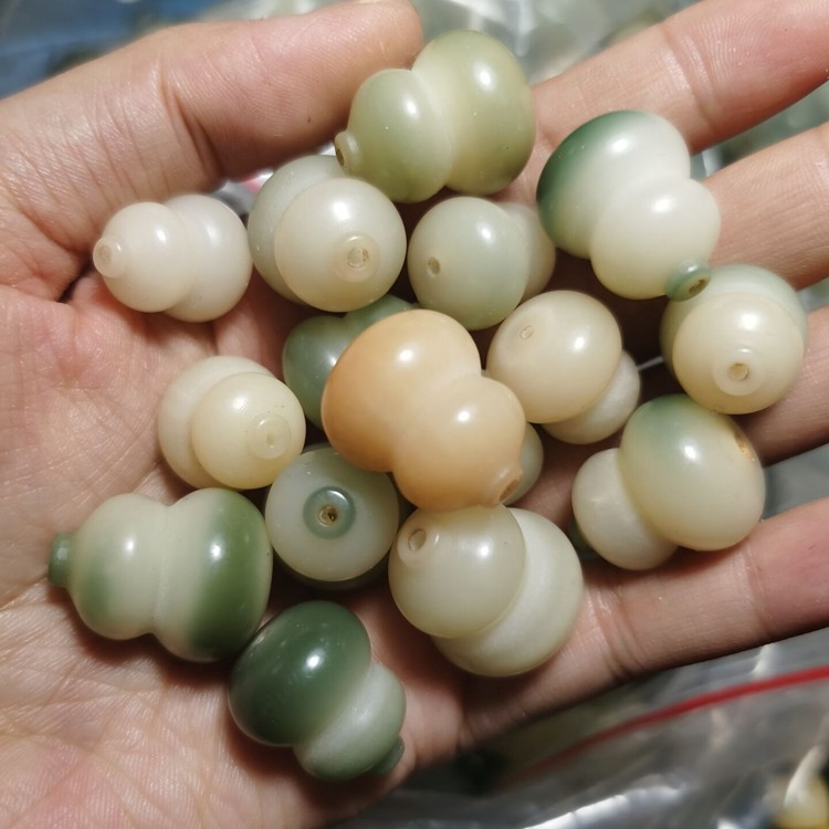 菩提根雕刻小葫芦配件 绿阴皮多宝葫芦 文玩自制配件饰品散珠吊坠