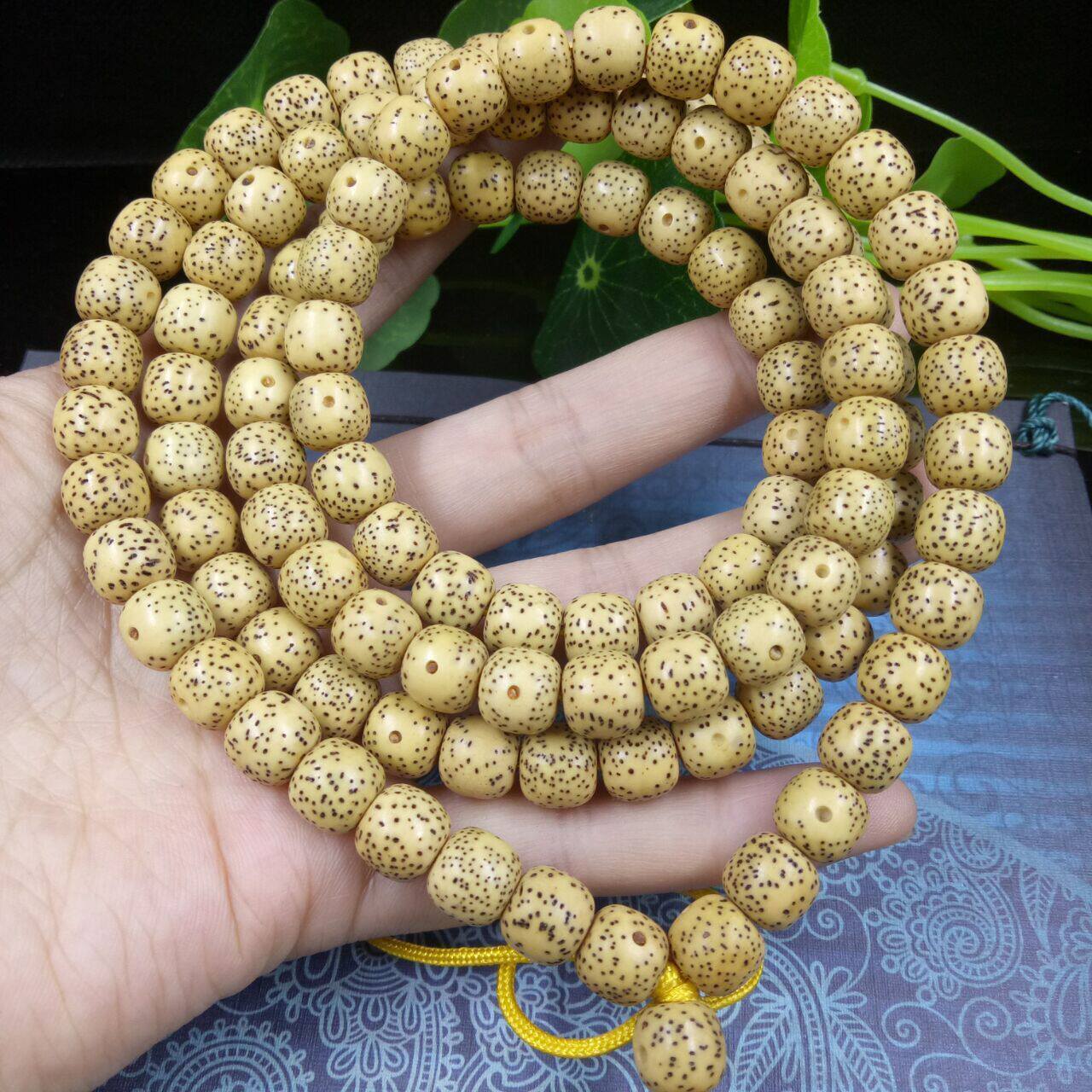 海南天然星月菩提子佛珠手串108颗原生态鸡油黄虎皮纹陈籽