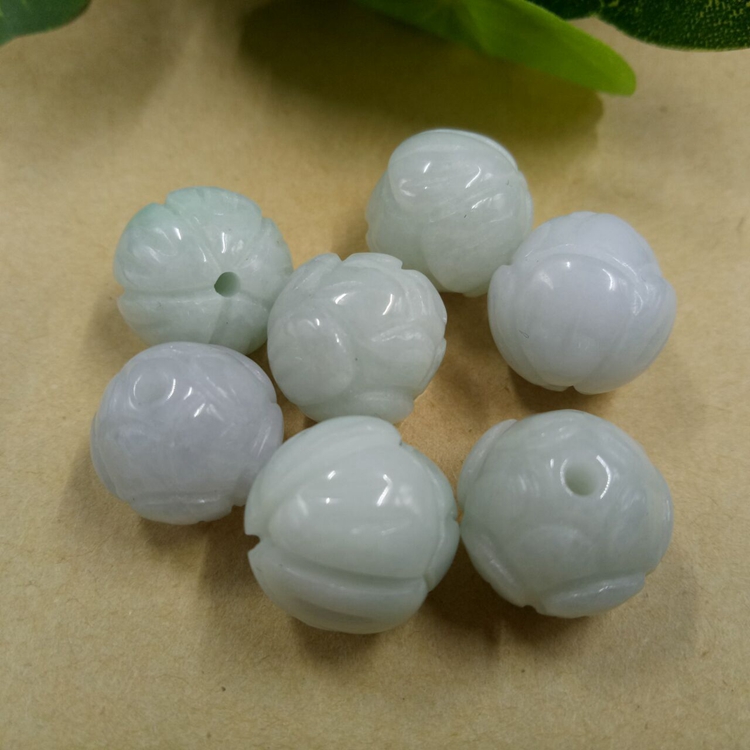 diy天然翡翠玉石吊坠莲花珠