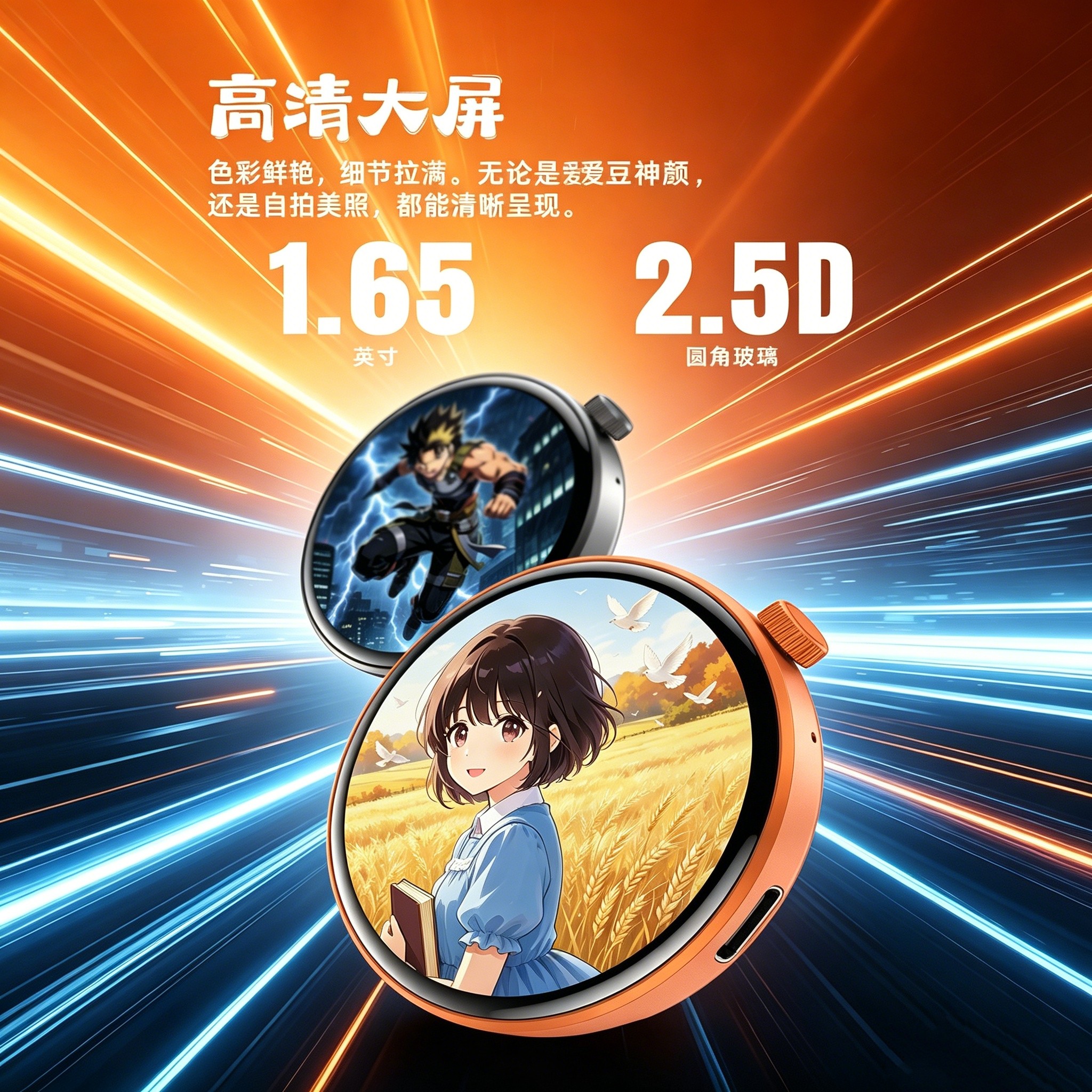 旋钮电子吧唧可TF卡扩容1.65寸有声吧唧触屏吧唧同屏拍照动漫徽章