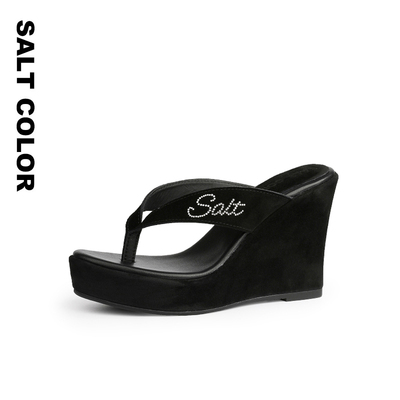 水钻坡跟防水台人字拖