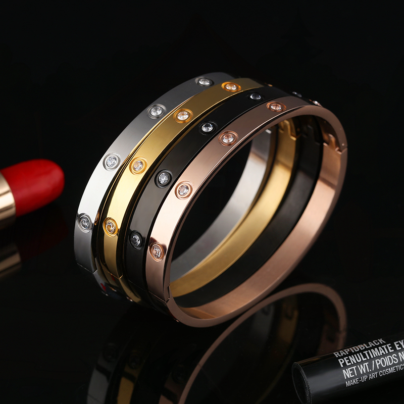 Korean version love screw titanium steel eternal ring lovers Bracelet 18K Rose Gold versatile Bracelet lettering fashion accessories