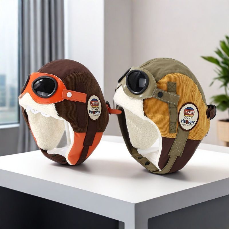 儿童飞行员雷锋帽子宝宝女孩男童保暖加绒护耳秋冬防风眼镜滑雪