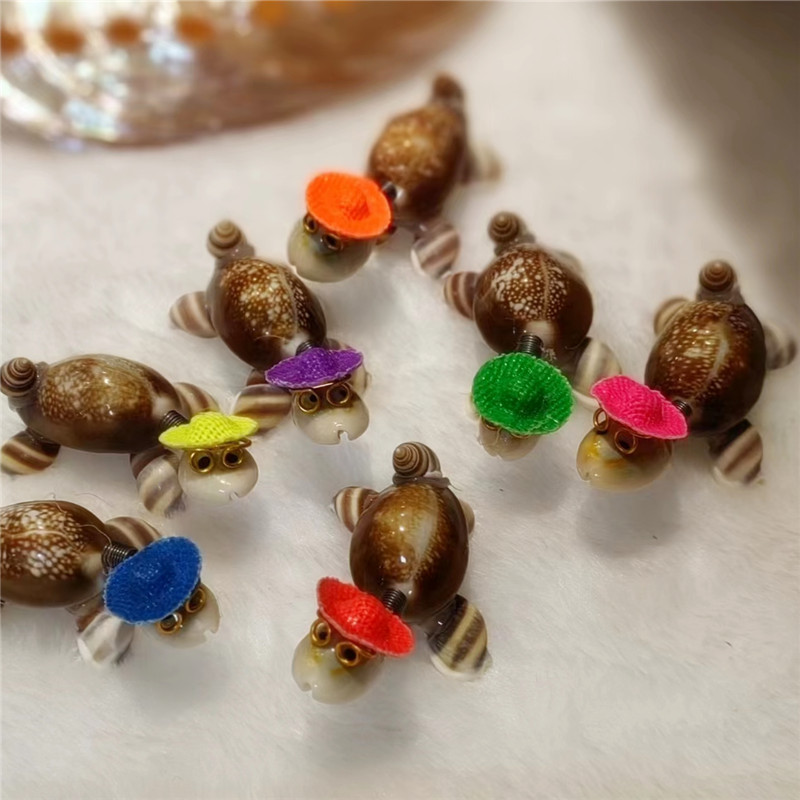 可爱小草莓乌龟 弹簧龟 天然海螺贝壳儿童玩具小动物摆件地摊夜市