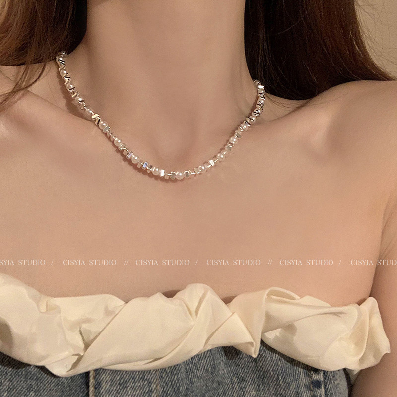 碎银子珍珠项链颈链女轻奢小众