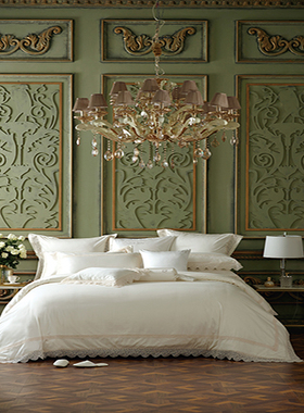 梦洁140支纯棉长绒棉蕾丝四件套轻奢商场专柜同款正品 贝蒂王妃II