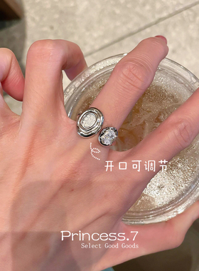 中古银色古币戒指女古着食指戒