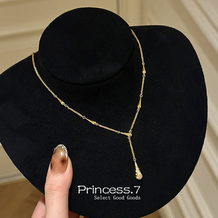 中古金色沙漏小蛮腰项链女轻奢小众精致宫廷风锁骨链瑞秋链配饰潮